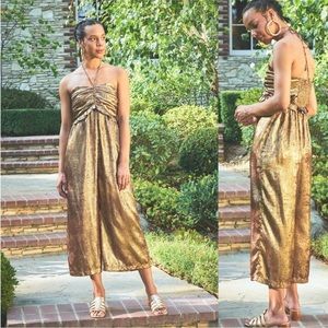 NWOT | Free People the Odell’s Isla jumpsuit in Gold | Size M
